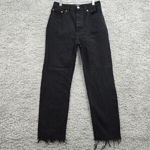 Re/Done Jeans Womens 27 Stove Pipe Black High Rise 100% Cotton Cut Off